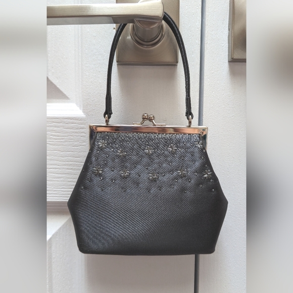 The Limited tiny bag in grey satin with silver accent embroidery. - Picture 3 of 4